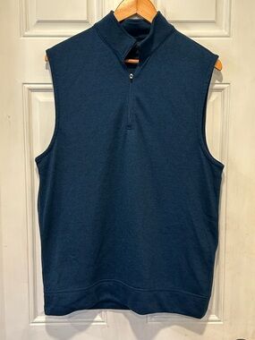 Dunning Golf Vest Mens 1/4 Zip Sweater Navy Blue Preppy Performance Sz Med